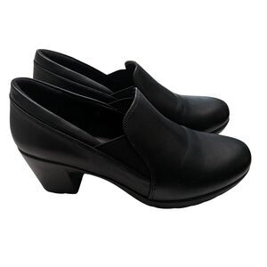 👠 Dream Pairs Black Faux Leather Comfort Slip-On Block Heel Pumps Size 8